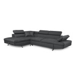 Paris Prix Canapé D'Angle Gauche Convertible Tissu "Noma" 271cm Gris Foncé