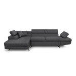 paris prix Canapé d'Angle Gauche Convertible Tissu "Noma" 271cm Gris Foncé