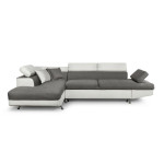 paris prix Canapé d'Angle Gauche Convertible Tissu "Noma" 271cm Gris & Blanc