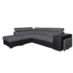 Paris Prix Canapé D'Angle Gauche Convertible "Zemy" 262cm Gris & Noir