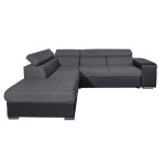 paris prix Canapé d'Angle Gauche Convertible "Zemy" 262cm Gris & Noir