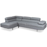 Paris Prix Canapé D'Angle Gauche En Tissu "Têtière" 260cm Gris