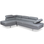 Paris Prix Canapé D'Angle Gauche En Tissu "Têtière" 260cm Gris