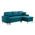 Paris Prix Canapé D'Angle Réversible Convertible "Koli" 227cm Bleu Pétrole