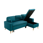 Paris Prix Canapé D'Angle Réversible Convertible "Koli" 227cm Bleu Pétrole