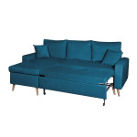 Paris Prix Canapé D'Angle Réversible Convertible "Koli" 227cm Bleu Pétrole