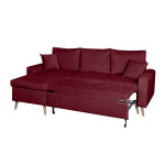 Paris Prix Canapé D'Angle Réversible Convertible "Koli" 227cm Bordeaux