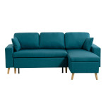 paris prix Canapé d'Angle Réversible Convertible "Koli" 227cm Bleu Pétrole