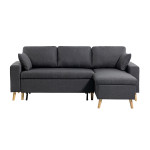 paris prix Canapé d'Angle Réversible Convertible "Koli" 227cm Gris Foncé