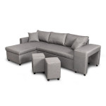 Paris Prix Canapé D'Angle Réversible Convertible Niche à Droite "Kraky" 241cm Gris