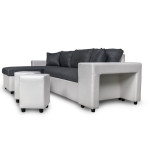 Paris Prix Canapé D'Angle Réversible Convertible Niche à Droite "Kraky" 241cm Gris & Blanc