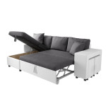 Paris Prix Canapé D'Angle Réversible Convertible Niche à Droite "Kraky" 241cm Gris & Blanc