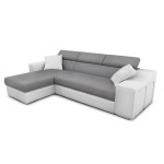 Paris Prix Canapé D'Angle Réversible Convertible Niche à Droite "Bobi" 264cm Gris & Blanc