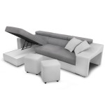Paris Prix Canapé D'Angle Réversible Convertible Niche à Droite "Bobi" 264cm Gris & Blanc