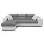 paris prix Canapé d'Angle Réversible Convertible Niche à Droite "Bobi" 264cm Gris & Blanc