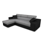 Paris Prix Canapé D'Angle Réversible Convertible Niche à Droite "Bobi" 264cm Gris & Noir