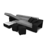 Paris Prix Canapé D'Angle Réversible Convertible Niche à Droite "Bobi" 264cm Gris & Noir