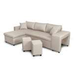 Paris Prix Canapé D'Angle Réversible Convertible Niche à Droite "Kraky IV" 241cm Beige