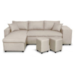 paris prix Canapé d'Angle Réversible Convertible Niche à Droite "Kraky IV" 241cm Beige