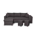 paris prix Canapé d'Angle Réversible Convertible Niche à Droite "Kraky" 241cm Gris Foncé