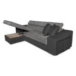 Paris Prix Canapé D'Angle Réversible Convertible Niche à Droite "Bobi" 264cm Gris