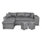 paris prix Canapé d'Angle Réversible Convertible Niche à Droite "Kraky III" 241cm Gris
