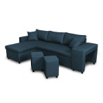 Paris Prix Canapé D'Angle Réversible Convertible Niche à Droite "Kraky IV" 241cm Bleu Pétrole