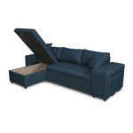 Paris Prix Canapé D'Angle Réversible Convertible Niche à Droite "Kraky IV" 241cm Bleu Pétrole