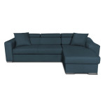 Paris Prix Canapé D'Angle Réversible Convertible Niche à Droite "Bobi" 264cm Bleu Pétrole