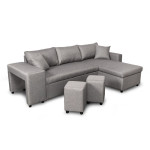Paris Prix Canapé D'Angle Réversible Convertible Niche à Gauche "Kraky" 241cm Gris