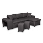 Paris Prix Canapé D'Angle Réversible Convertible Niche à Gauche "Kraky" 241cm Gris Foncé
