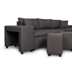 Paris Prix Canapé D'Angle Réversible Convertible Niche à Gauche "Kraky" 241cm Gris Foncé