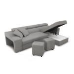 Paris Prix Canapé D'Angle Réversible Convertible Niche à Gauche "Bobi" 264cm Gris