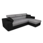 Paris Prix Canapé D'Angle Réversible Convertible Niche à Gauche "Bobi" 264cm Gris & Noir