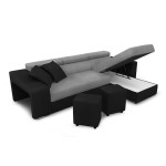 Paris Prix Canapé D'Angle Réversible Convertible Niche à Gauche "Bobi" 264cm Gris & Noir