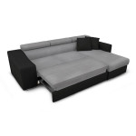 Paris Prix Canapé D'Angle Réversible Convertible Niche à Gauche "Bobi" 264cm Gris & Noir