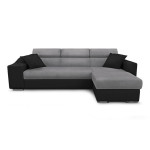 paris prix Canapé d'Angle Réversible Convertible Niche à Gauche "Bobi" 264cm Gris & Noir