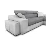 Paris Prix Canapé D'Angle Réversible Convertible Niche à Gauche "Bobi" 264cm Gris & Blanc