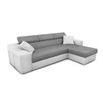 Paris Prix Canapé D'Angle Réversible Convertible Niche à Gauche "Bobi" 264cm Gris & Blanc