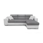 paris prix Canapé d'Angle Réversible Convertible Niche à Gauche "Bobi" 264cm Gris & Blanc