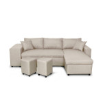 Paris Prix Canapé D'Angle Réversible Convertible Niche à Gauche "Kraky IV" 241cm Beige