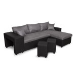 Paris Prix Canapé D'Angle Réversible Convertible Niche à Gauche "Kraky" 241cm Gris & Noir