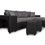 Paris Prix Canapé D'Angle Réversible Convertible Niche à Gauche "Kraky" 241cm Gris & Noir