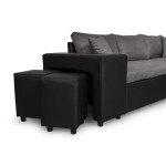 Paris Prix Canapé D'Angle Réversible Convertible Niche à Gauche "Kraky" 241cm Gris & Noir
