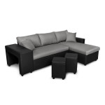 Paris Prix Canapé D'Angle Réversible Convertible Niche à Gauche "Kraky II" 241cm Gris & Noir