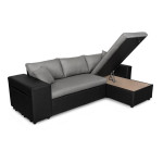 Paris Prix Canapé D'Angle Réversible Convertible Niche à Gauche "Kraky II" 241cm Gris & Noir