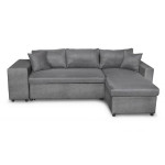 Paris Prix Canapé D'Angle Réversible Convertible Niche à Gauche "Kraky III" 241cm Gris