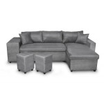 paris prix Canapé d'Angle Réversible Convertible Niche à Gauche "Kraky III" 241cm Gris
