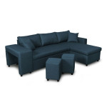 Paris Prix Canapé D'Angle Réversible Convertible Niche à Gauche "Kraky IV" 241cm Bleu Pétrole