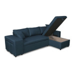 Paris Prix Canapé D'Angle Réversible Convertible Niche à Gauche "Kraky IV" 241cm Bleu Pétrole